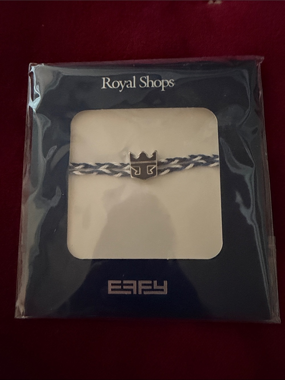 Effy Blue & White Braided Bracelet with Silver Crown Charm